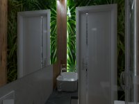 Mała łazienka bez okna chłodniejsza z płytkami w odcieniach szarości jest idealna dla osób z zamiłowaniem do bardziej "surowych" przestrzeni